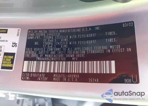 2022 Toyota Corolla Cross L from USA, damaged, VIN 7MUAAABG2NV015109